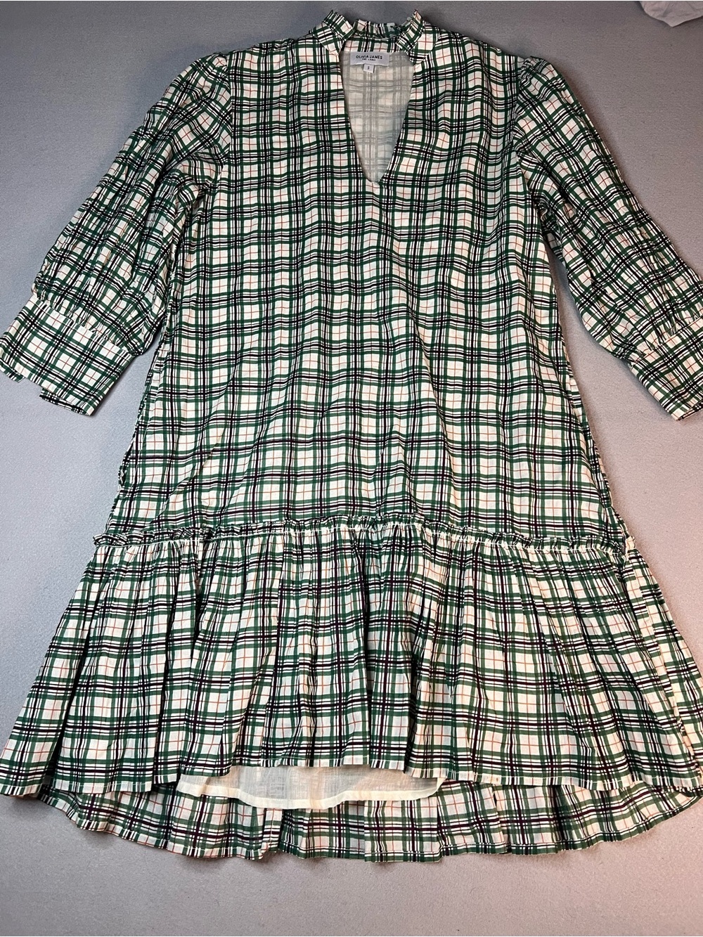 Olivia James the label plaid v neck mini dress size small